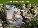 4-Tier Cascading Water Fountain with Warm White LED Lights Resin Indoor Outdoor Water Feature 29440693
