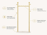 Clothing Rack, Golden Metal Freestanding Heavy Duty Clothes Rack with Marble Pattern Sintered Stone 04321713