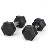 20LB HDRS Rubber Coated Solid Cast Iron Dumbbell with Contoured Chrome Handle, Hexagon 97175236