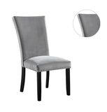 ZUN Attractive Set of 2pc Side Chairs Dining Room Furniture Gray Flannelette Seat Nailhead Trim Kitchen B011P246253