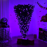 6 FT Pre-lit Upside Down Artificial Christmas Tree, Black Halloween Tree with 250 Purple Lights 38631116