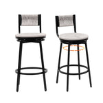 ZUN Gray Set of 2 Counter Height Bar Stools with Footrest Swivel Hand Weaving Dining Chairs Farmhouse W1757P144568