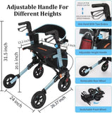 Rollator Walker for Seniors, Lightweight Foldable All Terrain Rolling Walker with seat, Aluminum T3815P363144