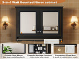 3-in-1 Bathroom Mirror Cabinet, 30 inch Wall Mounted Medicine Cabinet with Adjustable Shelves & Soft N710P405415B