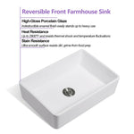 ZUN 33" L X 20" W Single Basin Ceramic Farmhouse Kitchen Sink with Basket Strainer JY3320