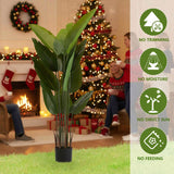 2PCS Set 5.2ft Tall Artificial Plant Faux Tropical Palm Tree in Pot Bird of Paradise Plant for 10805063