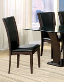 ZUN Modern Contemporary Dining Side Chairs Set of 2 Dark Brown Faux Leather Upholstered Espresso Finish B011P255724