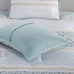 ZUN Full/Queen 5 Piece Seersucker Comforter Set with Throw Pillows B035128848