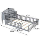 Headboard Storage Cabinet for Full-size Montessori Floor Bed , Grey,Freely collocation W1716P181578