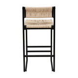 Creamy White Paper Rope Woven Bar Stools Set of 2 Hand Weave Counter Stool with footrest for Kitchen W1757138689