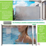 71"x138" Patio Retractable Side Awning Screen, semi-transparent with UV printing, ideal for blocking W2205P305890