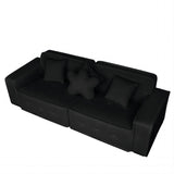 ZUN Black, Velvet cloth Modern Indoor Sofa With Three Pillows, 93.50"*35.23"*30.70" 57782295