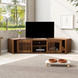 Mid-Century Morden Walnut Tv Stand With Extendable table Soft cushion Sliding door Cat friendly N843P255637W