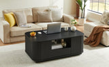 46.5"modern luxury oval coffee table with drawers and storage compartments, curved contour design, W1162P339119