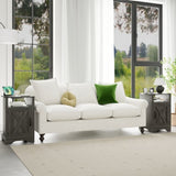 Farmhouse Nightstand Side Table, Wooden Rustic End Table, Tall Bedside Table with Electrical Outlets B082134937