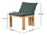 Indoor Boucle Dining Chair Set of 2, Rubber Wood Frame, Plush Green Boucle Seating, 250lbs Weight N779P379862G