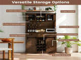 Brown Farmhouse 72" Pantry Cabinet with Hutch, Sliding Barn Doors & Wine Storage Rack 31427693