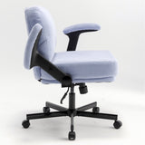 Chair with Wheels and Flip Arms-Comfy Fabric Cross Legged Office Chair with Thick Cushion&Wide Seat, 77632924