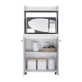 ZUN Rockford Kitchen Cart, Open Shelf, Double Door Cabinet, Two Interior Shelves B128P148971