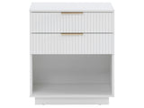 White P2 Density Board Wavy Pattern Drawer Front Two-Drawer Bedside Cabinet 42239066