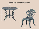 3 PCS Outdoor Set, All-Weather Cast Aluminum Rose Table and Chairs Set of 2, Patio 63577994