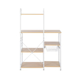 ZUN Light Beige Kitchen Baker's Rack Utility Storage Shelf 35.5" Microwave Stand 4-Tier 3-Tier Shelf for 89863865