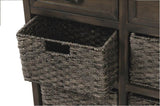 TREXM Rustic Storage Cabinet with Two Drawers and Four Classic Rattan Basket for Dining/Living WF193442AAD