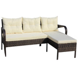 Outdoor patio Furniture sets 2 piece Conversation set wicker Ratten Sectional Sofa With Seat W20966894