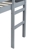 Full Rubber Wood Loft Bed with Ladder,Grey W504P283515