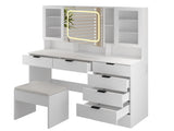 Large Vanity Table Set with LED Lighted Mirror, Vanity Desk with Charging Station, Makeup Table with 50383291