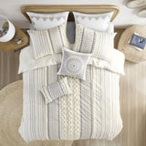 Full/Queen Cotton Printed Duvet Cover Set with Chenille B03596527