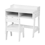 White Kids Study Desk and Chair Set with Storage, MDF, 60.5*41.5*50cm 80179517