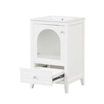 ZUN 20" Bathroom Vanity with Sink, Bathroom Cabinet with Soft Closing Glass Door, A Drawer, White 41215746