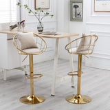 Off-White velvet bar chair, pure gold plated, unique design,360 degree rotation, adjustable W117064133