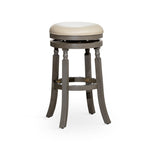 ZUN 30" Bar Stool, Weathered Gray Finish, French Gray Leather Seat B04660739