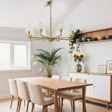 Mid Century Glass Chandelier Modern Gold Pendant Light Fixture, 8 Light Farmhouse Chandeliers for 20636981