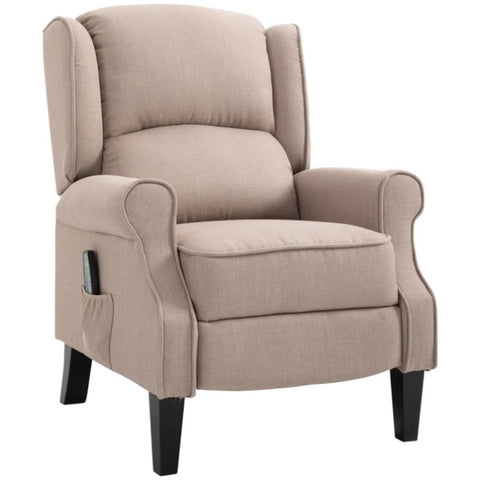 ZUN Dark Beige Recliner Chair. Wingback Single Sofa with Vibration Massage, Heat, Push Back 88569258