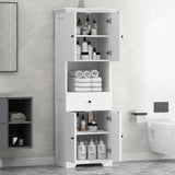 ZUN Tall Bathroom Cabinet with Four Doors, Large Storage Space Open Shelve, Upper Storage Cabinet, White N725P188459K