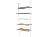 5-Shelf Wood Ladder Bookcase with Metal Frame, Industrial 5-Tier Modern Ladder Shelf Wood 89161253