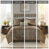 6 Piece Jacquard Comforter Set with Throw Pillows-King/Cal King B035P280389