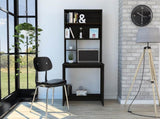 Black Wengue 4-Shelf Computer Desk with Hutch B06280409