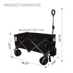 ZUN Folding Wagon, Heavy Duty Utility Beach Wagon Cart for Sand with Big Wheels, Adjustable Handle&Drink W321P163962