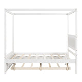 Wood Canopy Bed with Trundle Bed ,Full Size Canopy Platform bed With Support Slats .No Box Spring WF291343AAK