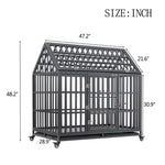 ZUN Heavy Duty Dog Cage pet Crate with Roof & window on roof 84941990