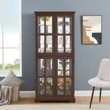 ZUN Curio Display Cabinet,Antique Display Cabinet with Glass Doors Adjustable Shelves for Collectibles W2275P231688