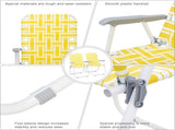 2pcs Steel Tube PP Webbing Bearing 120kg Folding Beach Chair Yellow & White Strip 37452050