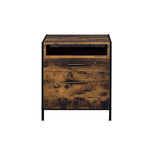 ZUN 2 Drawers Nightstand with 1 Open Compartment, Rustic Oak and Black B016P256136