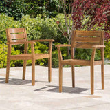 STAMFORD Dining Chairs Set of 2,Acacia Wood Patio Armchair,for Backyard, Poolside, Garden,Teak N762P251941A
