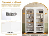 ON-TREND Free Standing 5 Tier Bookshelves, Bookcases Set of 2, Farmhouse Two-Tone Storage Cabinet N721P245734K