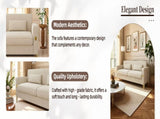 FX-P18-BEModern Beige Sofa Couch for Living Room, 85.83" Upholstered 3-Seater Sofa with Metal W57649843